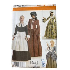 Simplicity 3723 Historical Costume Pattern Size 6-12 Pilgrim Colonial UNCUT